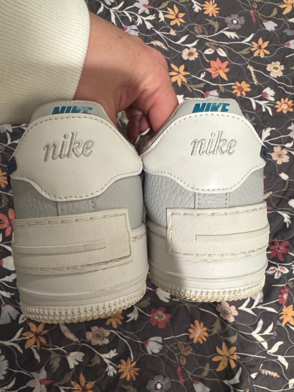 Nike Air Force 1 Low White with Iridescent Teal Swoosh - Picture 4 of 7